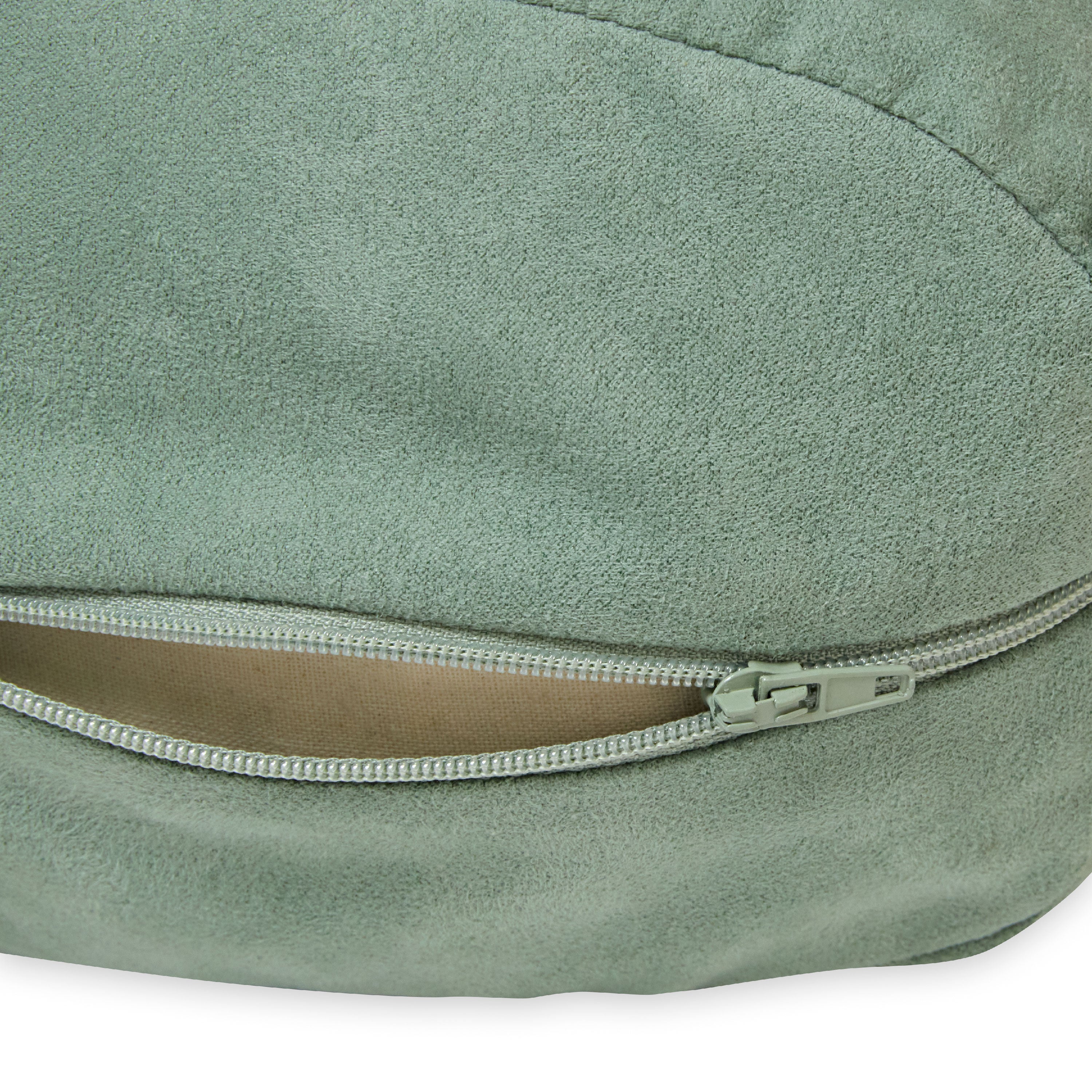 Gaiam Rectangular Bolster Sage zipper closeup